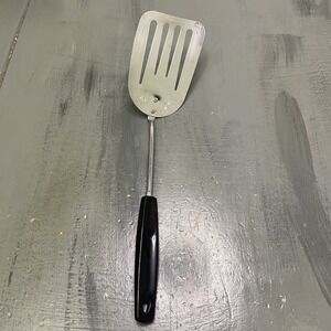 VTG Foley Slotted Spatula Chrome Plated Angled Black Handle USA Flipper